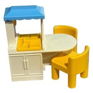 Vintage Little Tikes Dollhouse Kitchen & 2 Chairs
